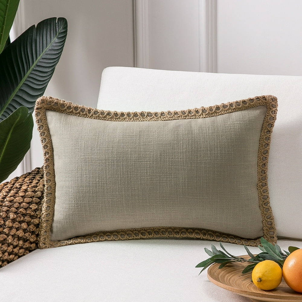 Phantoscope Farmhouse Burlap Linen Tailored Edge Series Decorative