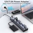 thumbnail image 5 of Powered USB 3.1 Hub, 16 Ports USB 3.1 Hub with 10Gbps Data Speed,Aluminum Housing, USB Hub Powered with 90W Power Adapter, USB Hub for PC/Laptop, Computer, Flash Drive, Printer, Camera, 5 of 7