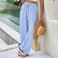 thumbnail image 6 of Womens Pants Elastic Waist Striped Print Lightweight Palazzo Pants Casual Wide Leg Pants with Pockets XL, 6 of 7