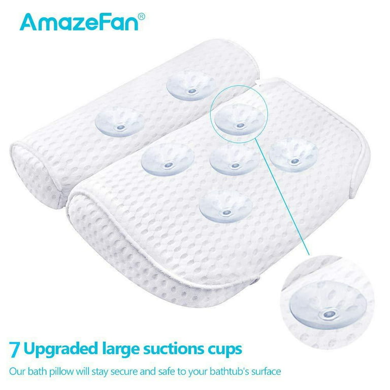 Azmodi Bath Pillow - Soft Comfortable 4D Air Mesh, 7 Slip Resistant Suction  Cups - Bathtub Pillows for