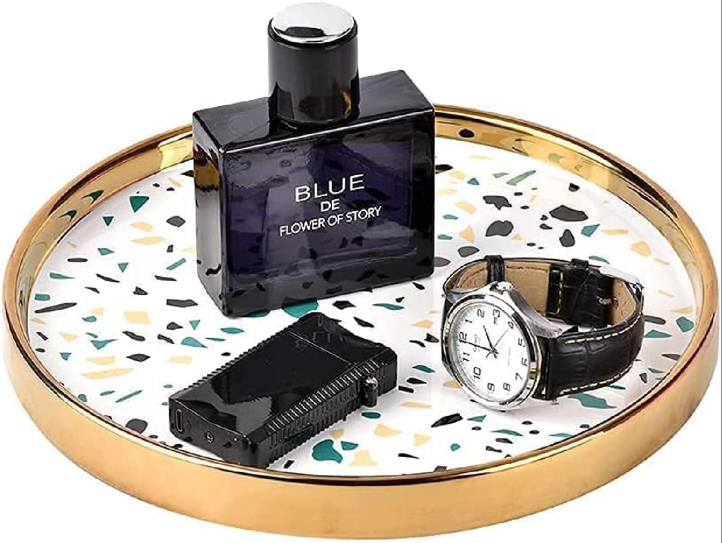 Round ative Tray Small Round Perfume Tray for Dresser Vanity Jewelries