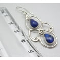 thumbnail image 3 of SilverStarJewel Sterling Silver Lapis Lazuli Earrings 2" Women's Wedding Jewelry, 3 of 3