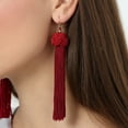 thumbnail image 6 of Anvazise Bohemian Women Woven Knot Long Tassel Dangle Hook Earrings Statement Jewelry Red, 6 of 13