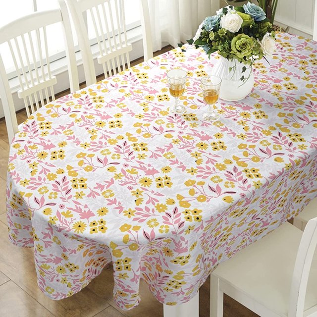 Country Oval Tablecloth 60x120in for Oval Table Waterproof Floral Table Cloths for Dining Room Indoor Outdoor Table Cloth