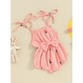 thumbnail image 3 of Biekopu Baby Girls Rompers Cherry/Carrot Print Sleeveless Bowknot Spaghetti Straps Toddler Clothes Infant Bodysuits, 3 of 9