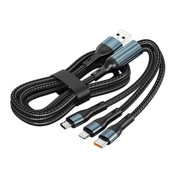 Cable de carga universal de 100 W - Conector 3 en 1, carga rápida/transferencia de datos, para todos los dispositivos