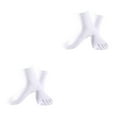 thumbnail image 2 of relayinert Soft Five Toe Socks Stretchable Cotton High Crew Socks Athletic Solid Socks White 2Set, 2 of 6