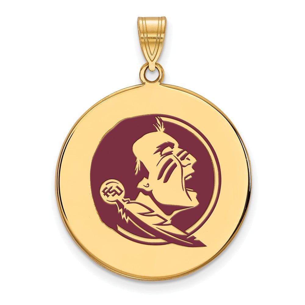 32mm x 25mm 925 Sterling Silver Yellow Gold-Plated Official Virginia Tech XL Extra Large Big Disc Pendant Charm 