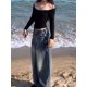 thumbnail image 2 of HOUZHOU-pantalones vaqueros holgados Vintage para mujer, ropa de calle Harajuku, pantalones de mezclilla de gran tamaño, estilo coreano, gyuu, Grunge, Hip Hop, Y2k, 2000s, 2 of 5