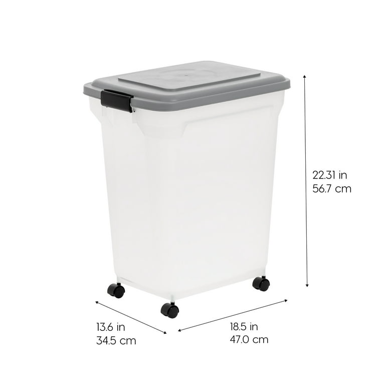 IRIS USA 25 Lbs / 33 Qt WeatherPro Airtight Pet Food Storage Container with  Attachable Casters, For Dog Cat Bird and Other Pet Food Storage Bin, Keep