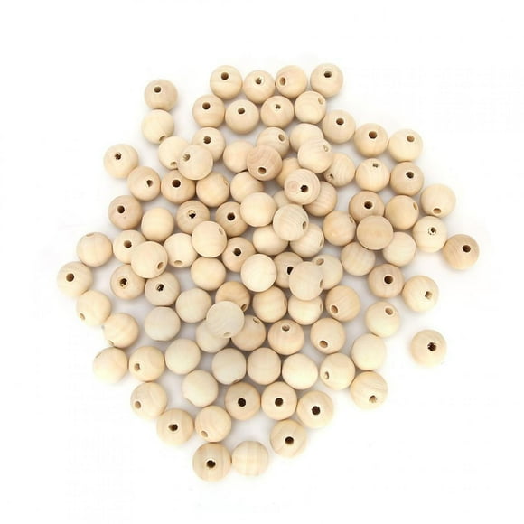 Filfeel DIY Round Beads Wooden Log Color Round Loose Beads Craft Beads Round Spacer Bulk Beads For Jewelry Bracelet Necklace Toys Making