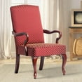 thumbnail image 2 of Comfort Pointe Derby Red Jacquard Fabric Gooseneck Solid Wood Arm Chair, 2 of 3