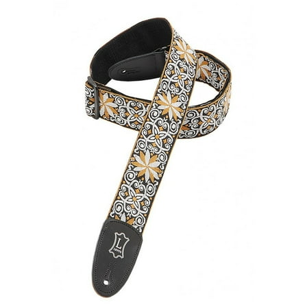 Levy's 2" 60's Hootenanny Yellow Flower Jacquard Weave Guitar Strap