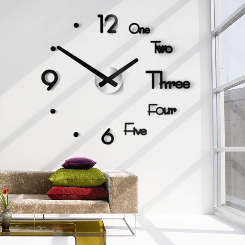 3D Frameless Wall Clock Stickers – DIY Large Acrylic Mirror Number Set, Modern Wall Decoration for Living Room, Bedroom, Office & Creative Home Decor