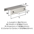 thumbnail image 3 of Amerock Streamline Tab 3 inch (76mm) Length Satin Nickel Cabinet Finger Edge Pull, 25 Pack, 3 of 4