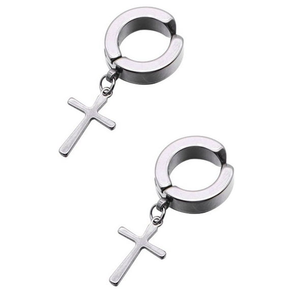 PENIKOKO No Pierced Plated Ear Cuff Cross Earrings Clip on Ear Clips Jewelry Daily Wear Accessory