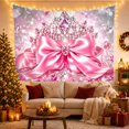 thumbnail image 3 of Pink jeweled tiara and satin bow amid sparkling gems and soft bokeh, Sparkling princess Style for Children and teens, Thoughtful Gift for Bedroom, playroom, dressing room, Tapestry Wall Hanging, 3 of 7