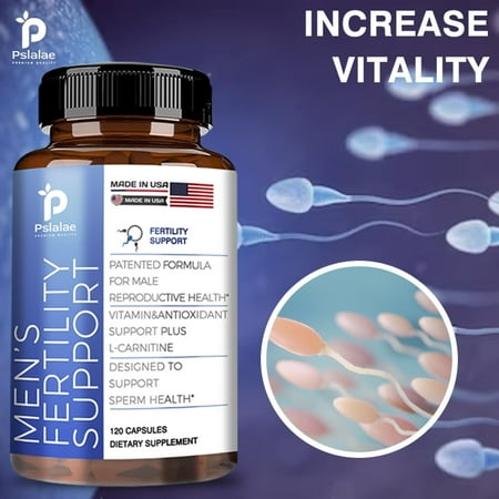 Pslalae Male Fertility Support - with L-Carnitine, CoQ10, Maca, Ginseng, Multivitamins and Minerals - Increase Sperm Motility, Count and Reproductive Health (30/60/120 Capsules)