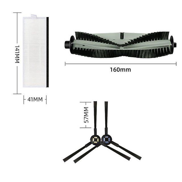 Piezas de filtro Hepa de cepillo lateral principal de goma para Ilife A7 A9s V8 V8s X750 Afortunado Sencillez