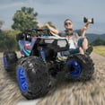 thumbnail image 6 of Metal Car Large 1:8 Scale 4WD Remote Control Monster Truck with 2 Batteries Toys Gifts for Kids Adults 2.4Ghz All Terrain Off-Road Vehicle, 6 of 12