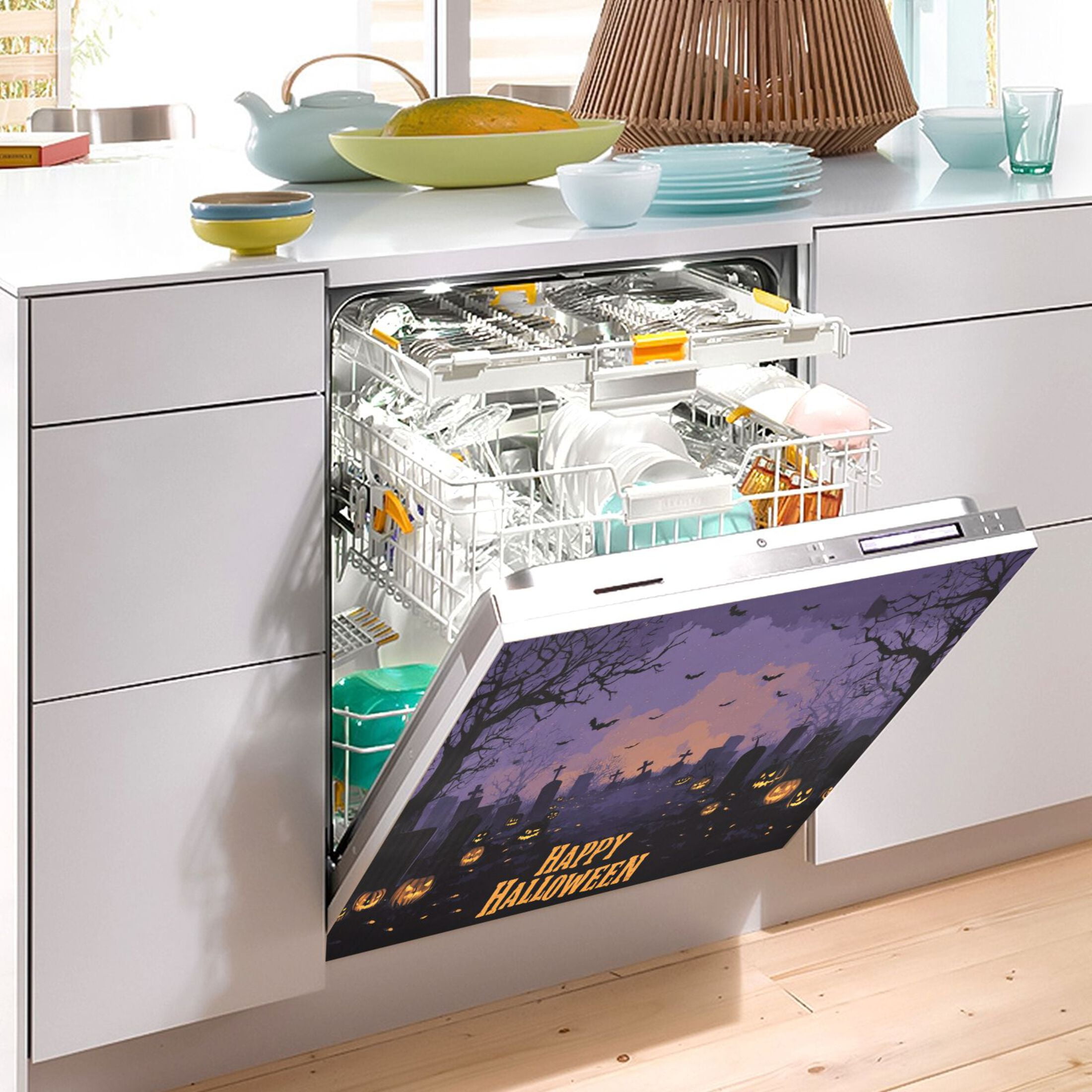 Dishwasher Magnetic Sticker 23x26 Inch Refrigerator Magnetic Sticker Washing Machine Magnetic Sticker Kitchen Panel Magnetic Sticker Home Decor Halloween Pattern