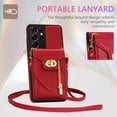 thumbnail image 5 of Phone Case for Samsung Galaxy S21 Ultra 5G Wallet Cover with Credit Card Holder Zipper Slot Crossbody Strap Lanyard Leather Stand Cell Accessories S21ultra 21S S 21 21ultra G5 Women Girls Red, 5 of 13