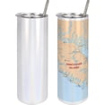 thumbnail image 4 of Canada 20 Oz Skinny Tumbler, Detailed Map of Pacific Ocean and Vancouver Island, Leak-Proof Straw Lid and Brush Vacuum Insulated for Outdoor Use, Peach Pale Blue, 4 of 6
