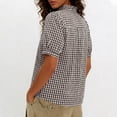 thumbnail image 5 of StSilkitty Womens Plaid Shirts Short Sleeve V Neck Pleated Blouses Summer Lightweight Soft Dressy Casual Tops, 5 of 7