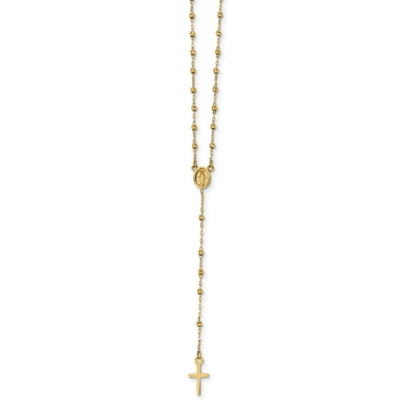 14K Yellow Gold Polished & D/C With 3In Ext. Rosary Necklace (20 X 0.7) Made In Turkey sf2513-17