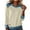 Khaki, variant on Denim Patchwork Womens Tops 3/4 Sleeve Leapel Collar Casual Pullover Blouse Trendy Clothes