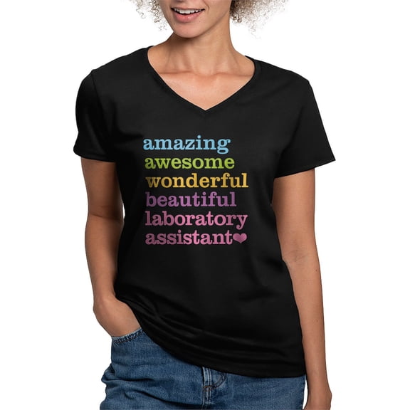 CafePress - Amazing Laboratory Assistant T Shirt - Women's V-Neck Dark T-Shirt