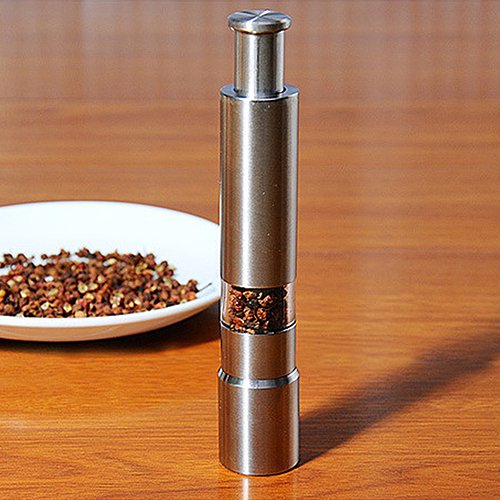 Salt And Pepper Grinder Stainless Steel Salt Grinder Pepper Mill Single  Hand Mini Pepper Grinder Thumb Push Kitchen Tool