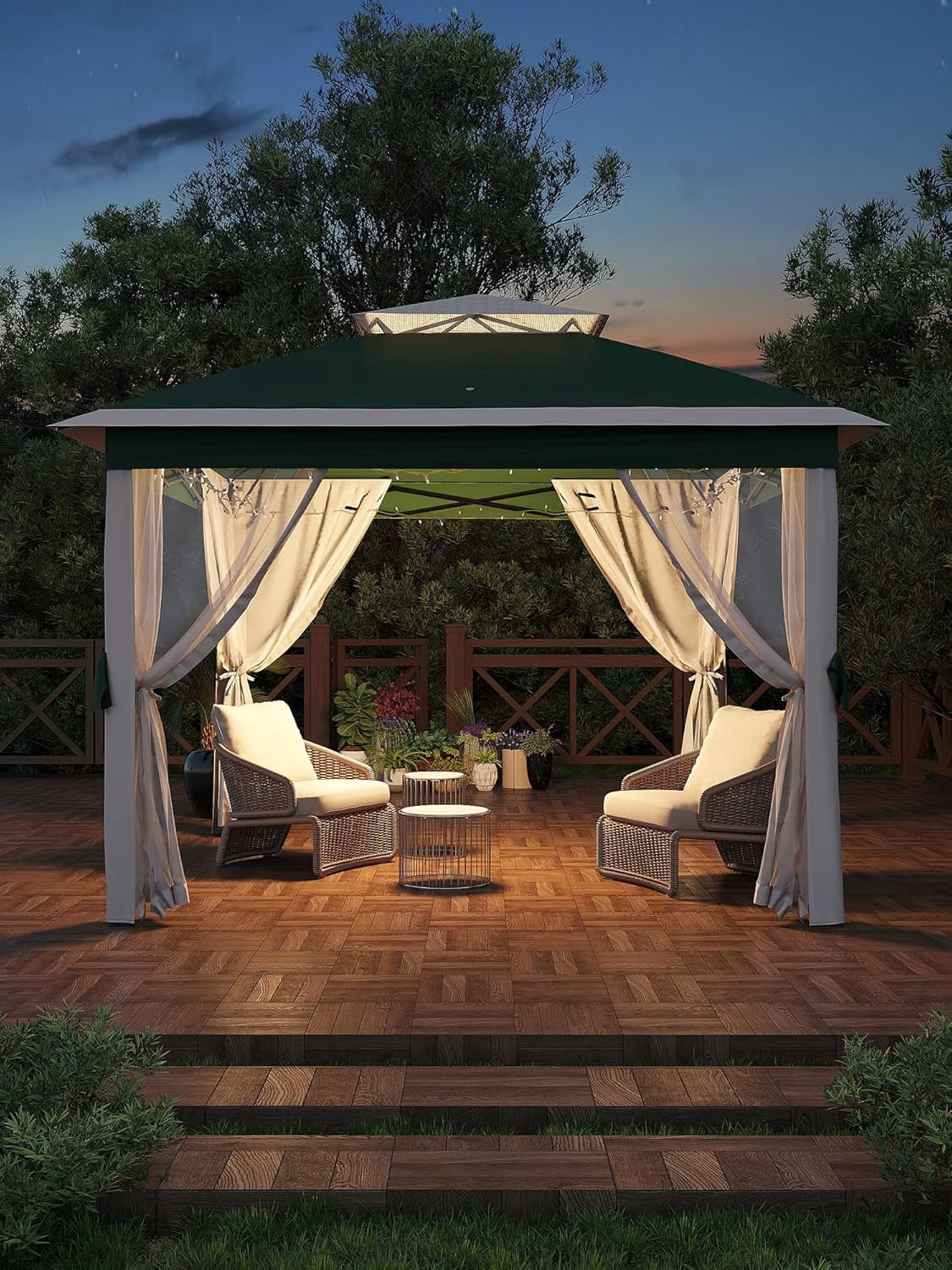 11'x11 Pop-Up Gazebo, Instant Outdoor Canopy Tent with Mosquito Nettings, Durable Steel Frame, Water, and UV Proof, for Patio, Garden, Courtyard, Party