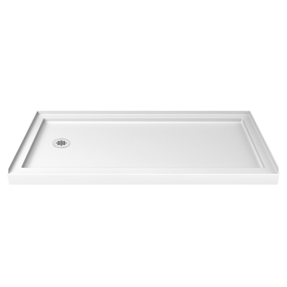 DreamLine 34 in. D x 60 in. W x 76 3/4 in. H Left Drain Acrylic Shower Base and QWALL-5 Backwall Kit In White - image 5 of 11