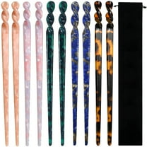 10 Pieces Acetate Hair Sticks Leopard Print Hair Pins, Tortoise Shell Hairpin Vintage Hair Chopsticks Retro Hairpins Disk, Hair Accessories for Women Girls (Classic)