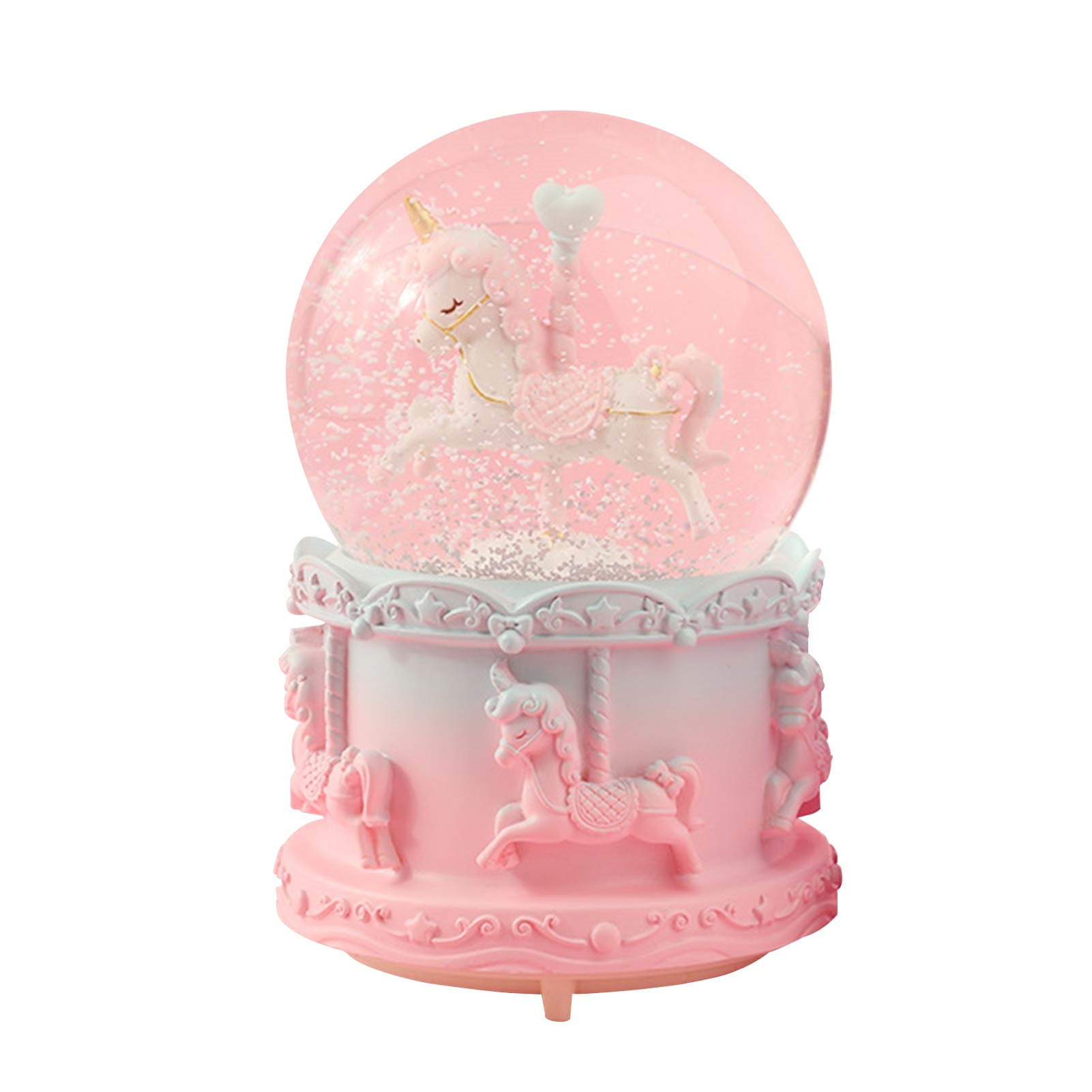 Carousel Snow Globe C Classic Pink 