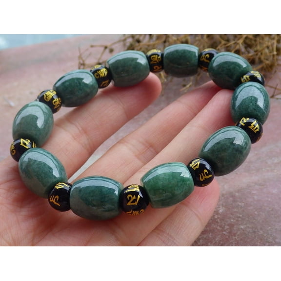 Certified Green Burma 100% Natural A JADE Jadeite Bead Beads Bangle Circle Bracelet 665155 TN