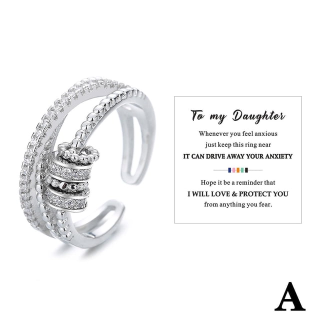 Zircon Beads Cross Fidget Ring With Card For Women Anti Stress Adjustable Anxiety Ring G9Q8
