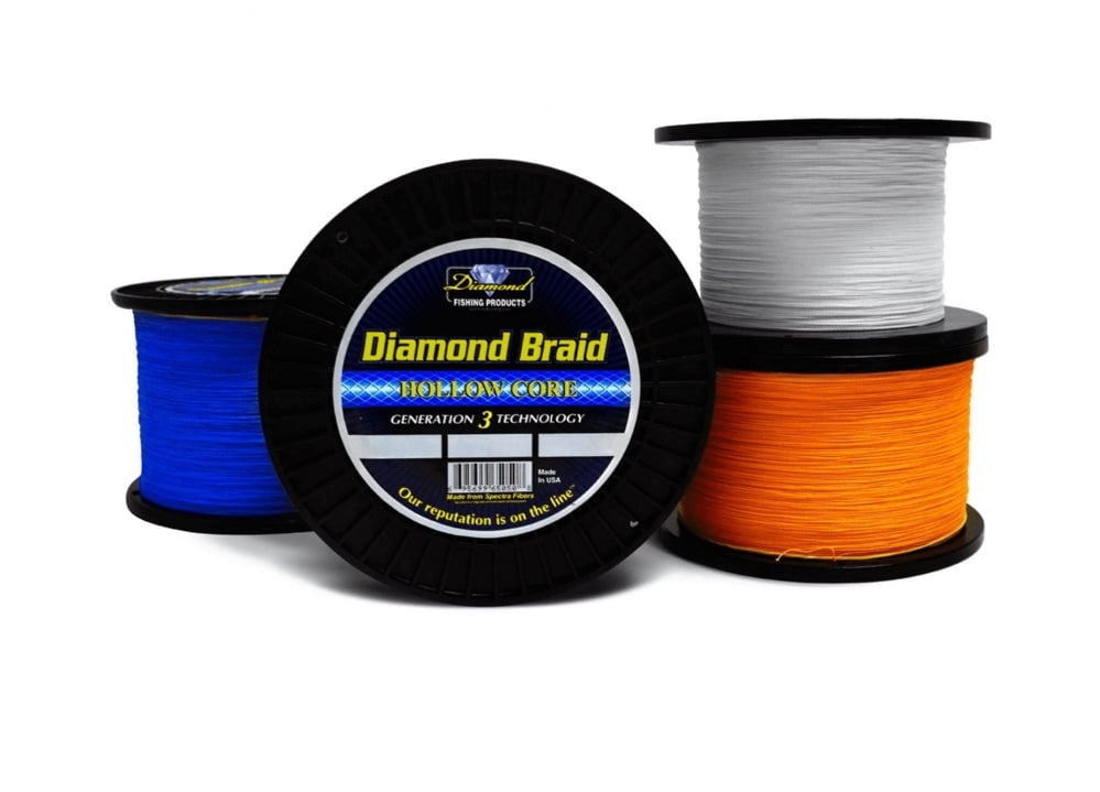 Diamond Fishing Products Diamond Braid Generation III Hollow Core 500yards Blue, 500#
