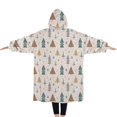 thumbnail image 2 of Oversized Wearable Blanket Hoodie,Beige Christmas Tree Pattern Sherpa Blanket Hoodie with Super Pockets,Super Warm Fuzzy Pullover for Women & Men, 2 of 6