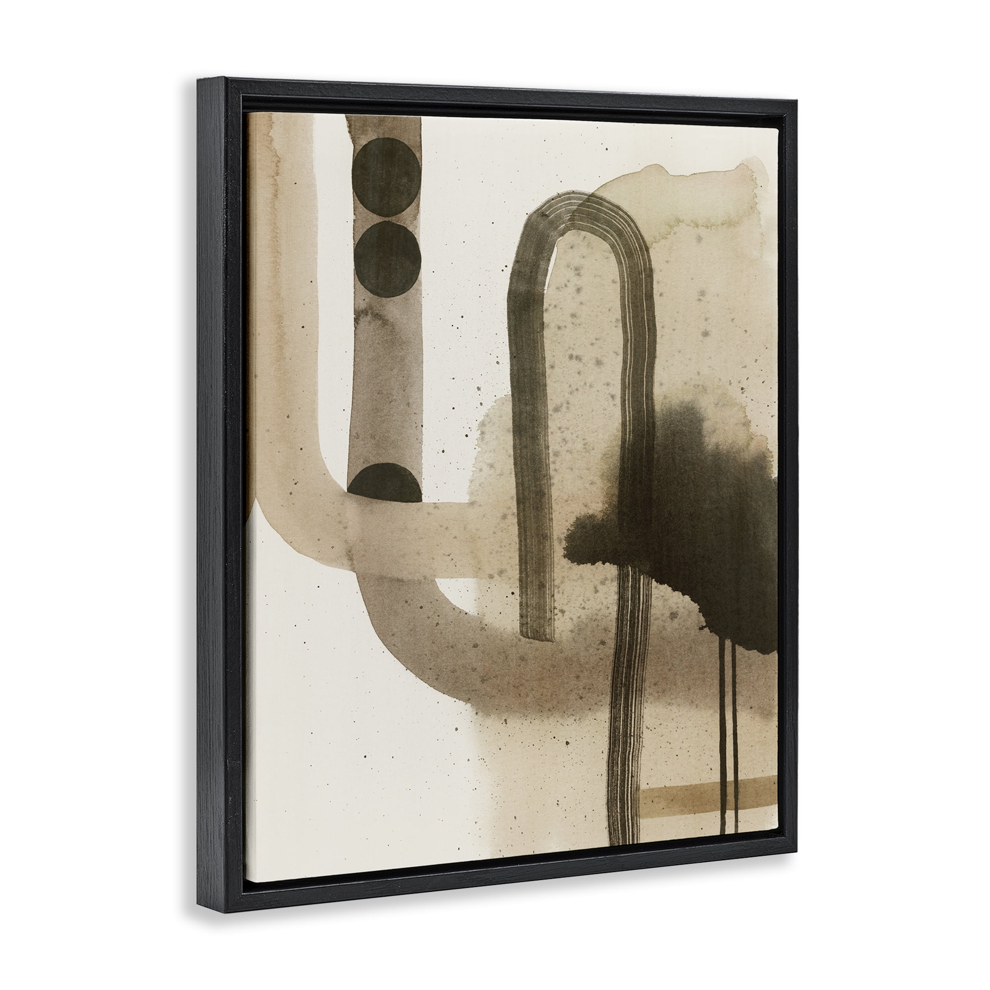 Stupell Industries Curved Neutral Arches Abstract Painting Black Floater Framed Canvas Art Print Wall Art, 25 x 31