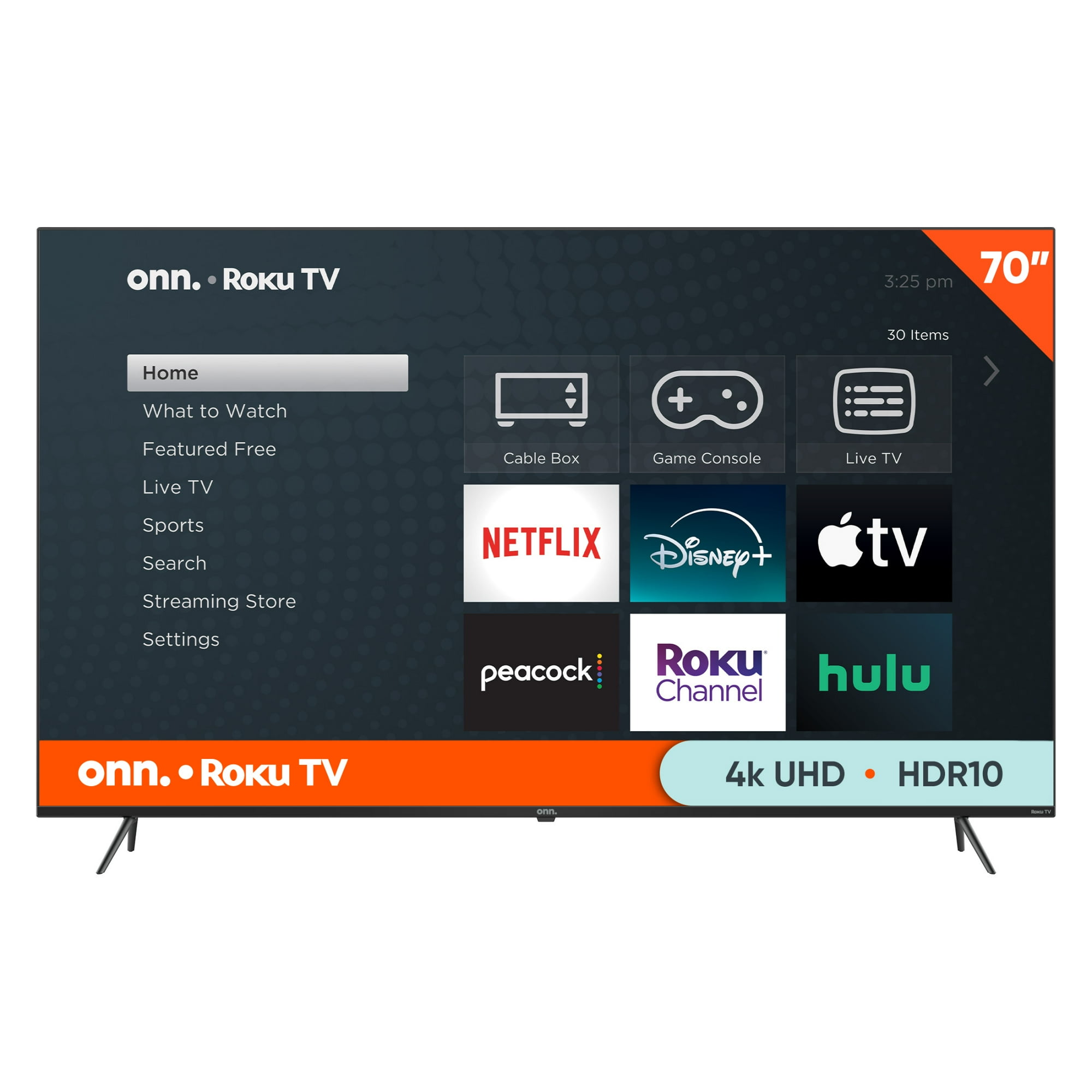 onn. 70 inch 4K UHD LED Roku Smart Television HDR (100012588)
