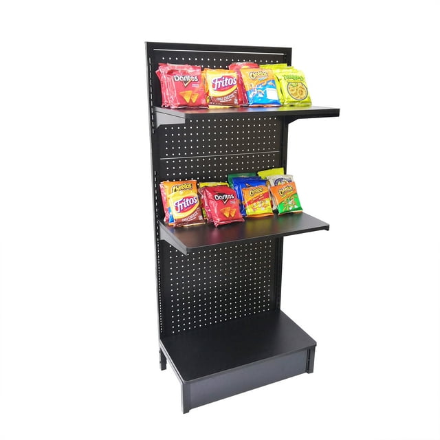 FixtureDisplays® 24.0" X 15.5 X 54.0" Gondola Rack Stand with Two Shelves Black 19418