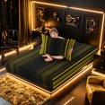 thumbnail image 4 of meiyoeat Modern Gold Striped Twin Sheet Sets, Luxury Dark Gradient Bedding for Boys, Gold, 3pcs, 1 Flat Sheet, 1 Fitted Sheet and 1 Pillowcase, 4 of 6