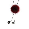 thumbnail image 2 of Elegante suéter de invierno cadena pompón adornos colgantes decoración de joyería para mujer rojo Yinane Collar de suéter cristalino, 2 of 8