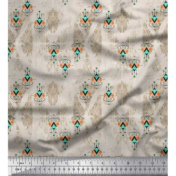 Soimoi Green Modal Satin Fabric Tribal African Fabric Prints By Yard 42 Inch Wide