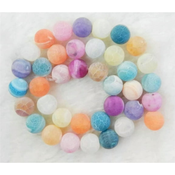 K-KED AAA 10mm Multi-color Fire Dragon Veins Agate Round Gems Loose Beads 15"