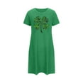 thumbnail image 3 of Blmnix Moo Moos for Women Nightgown St. Patrick Plus Size Nightgowns Sleepshirts Nightgowns Crew Neck Green Below-the-Knee Short Sleeve Button Down Nightgown,XXL, 3 of 3