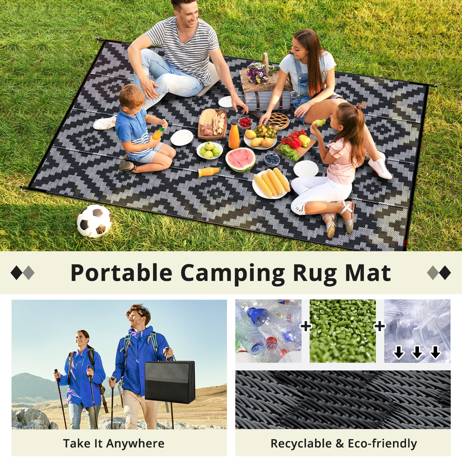 GOTGELIF 5'x8' Outdoor Rugs Outside Patio Mat Reversible RV  Camping Rug Picnic
