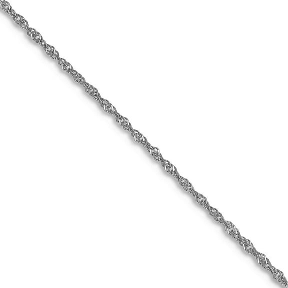 10k Solid White Gold 1mm Singapore Chain Necklace 16 Inch Chain Necklace for Women and Men